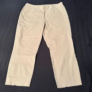 Elie Tahari Beige Women's Pants Size 12 Ankle Slit Cotton Poly Blend Elastane